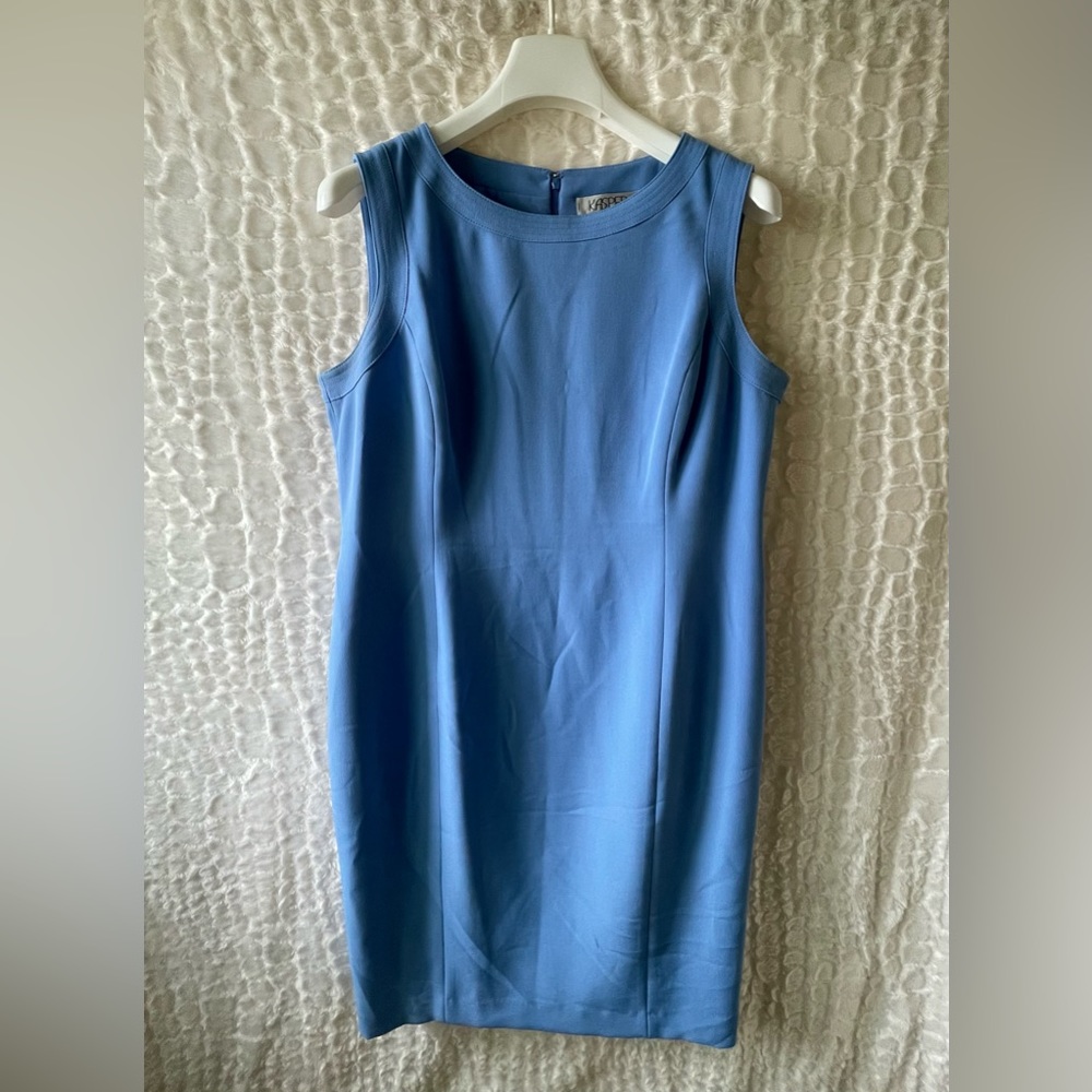 KASPER Powder Blue Sleeveless Sheath Dress.